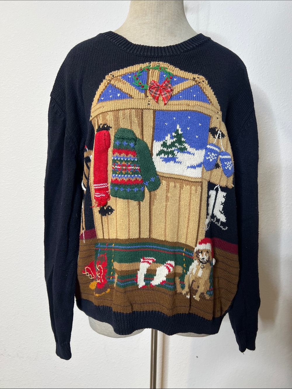 Talbots Ramie Cotton Holiday Cabin Knit Sweater
